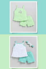 Girls SS top and shorts - mint - set of 2