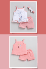 Girls SS top and shorts - pink - set of 2