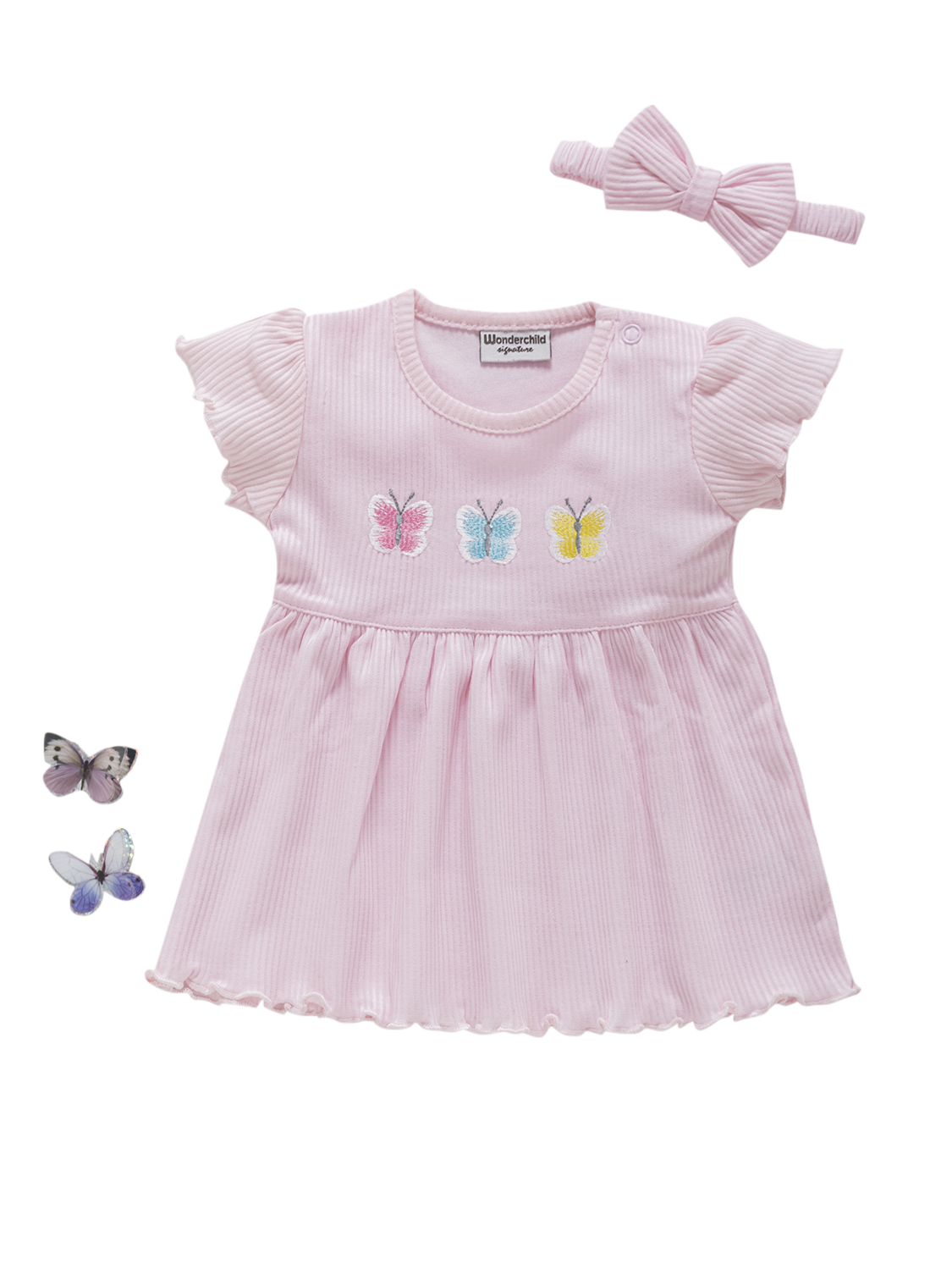 S/S Baby Dress with  Headband (combo of 3)