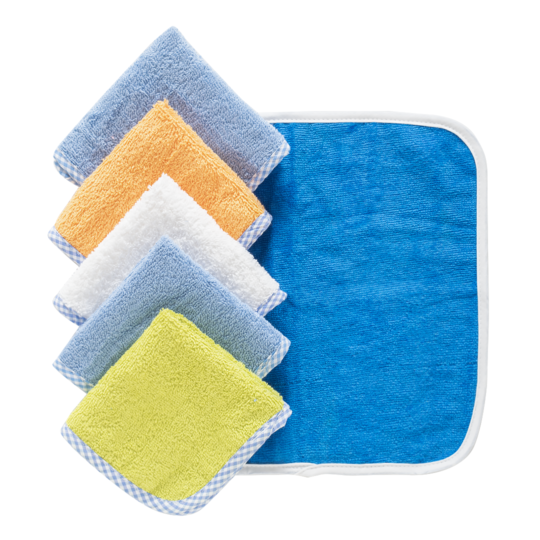 6Pc Wash Cloth Set-Blue/yellow