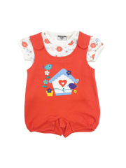 Girls romper bird red