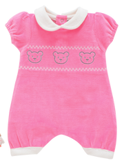 Girls Romper Pink Teddy