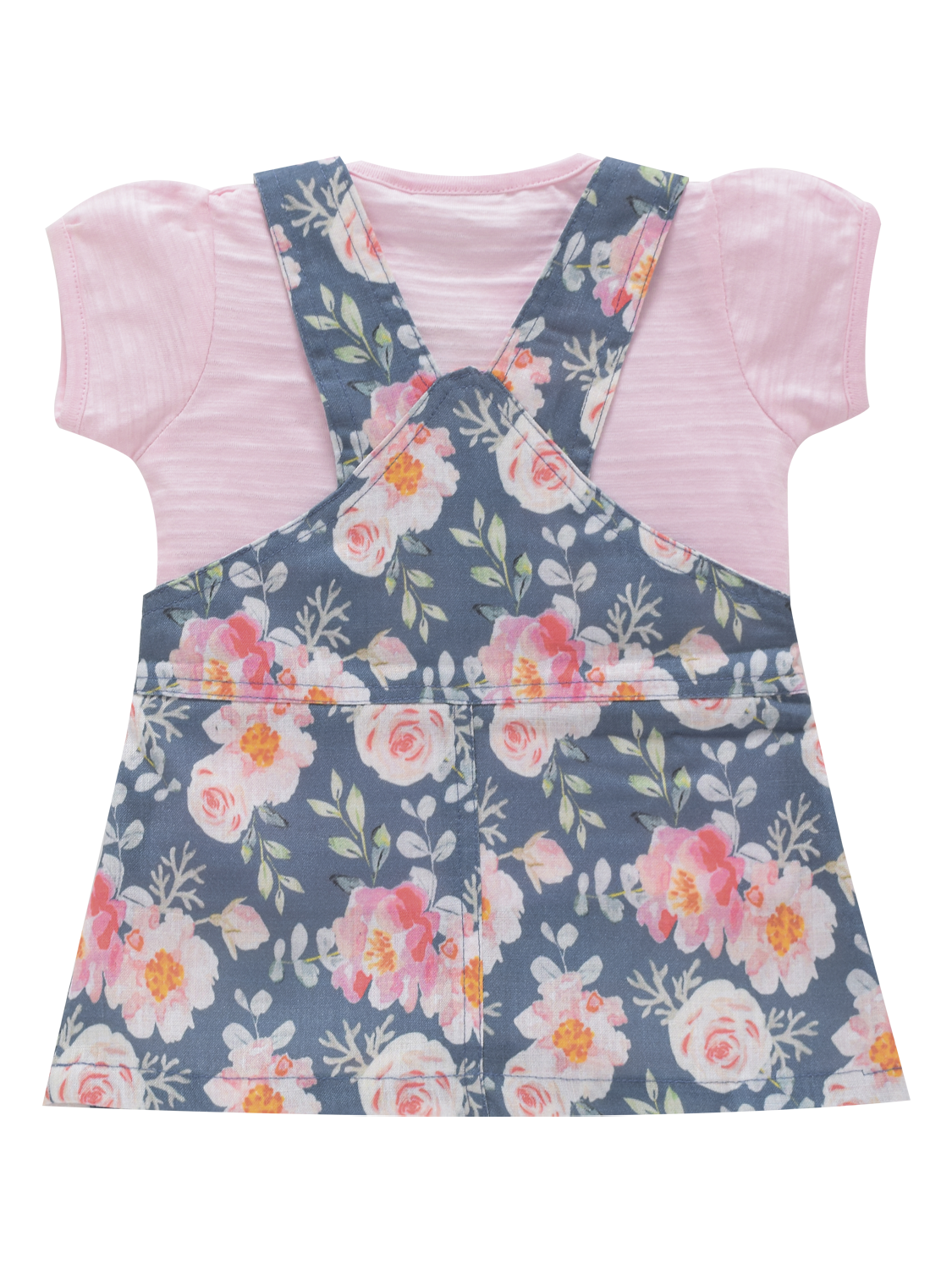 Girls dungaree watercolor floral pink