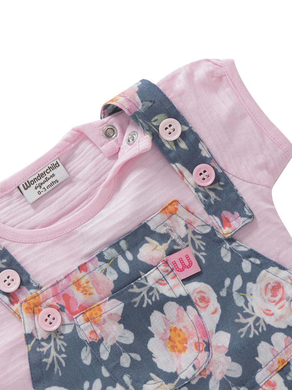 Girls dungaree watercolor floral pink