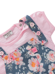 Girls dungaree watercolor floral pink