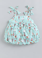 Girls balloon dress sea green