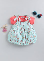 Girls balloon dress sea green