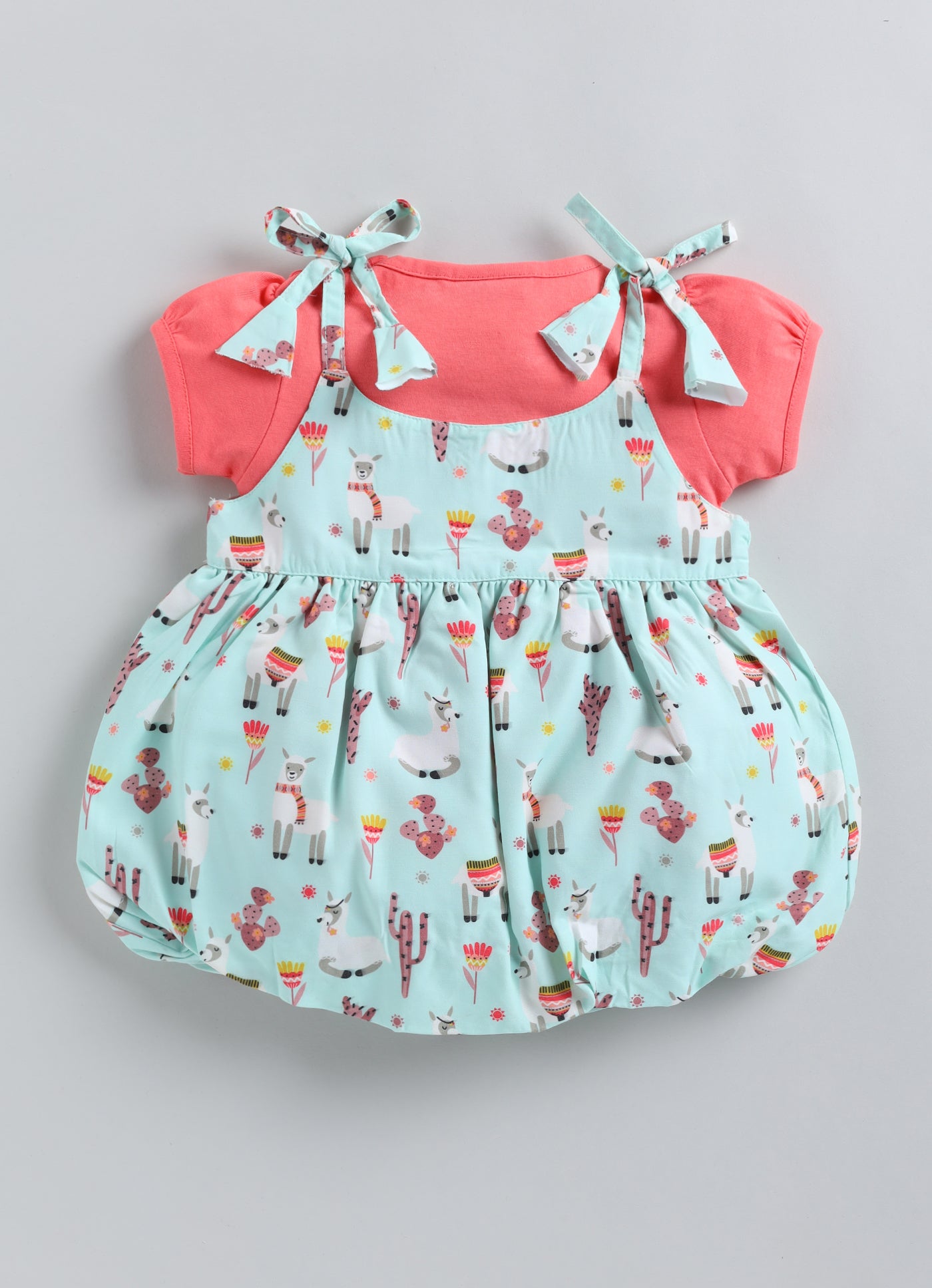 Girls balloon dress sea green