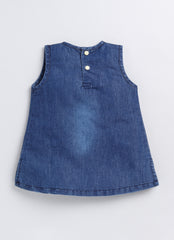 Girls denim dress cat