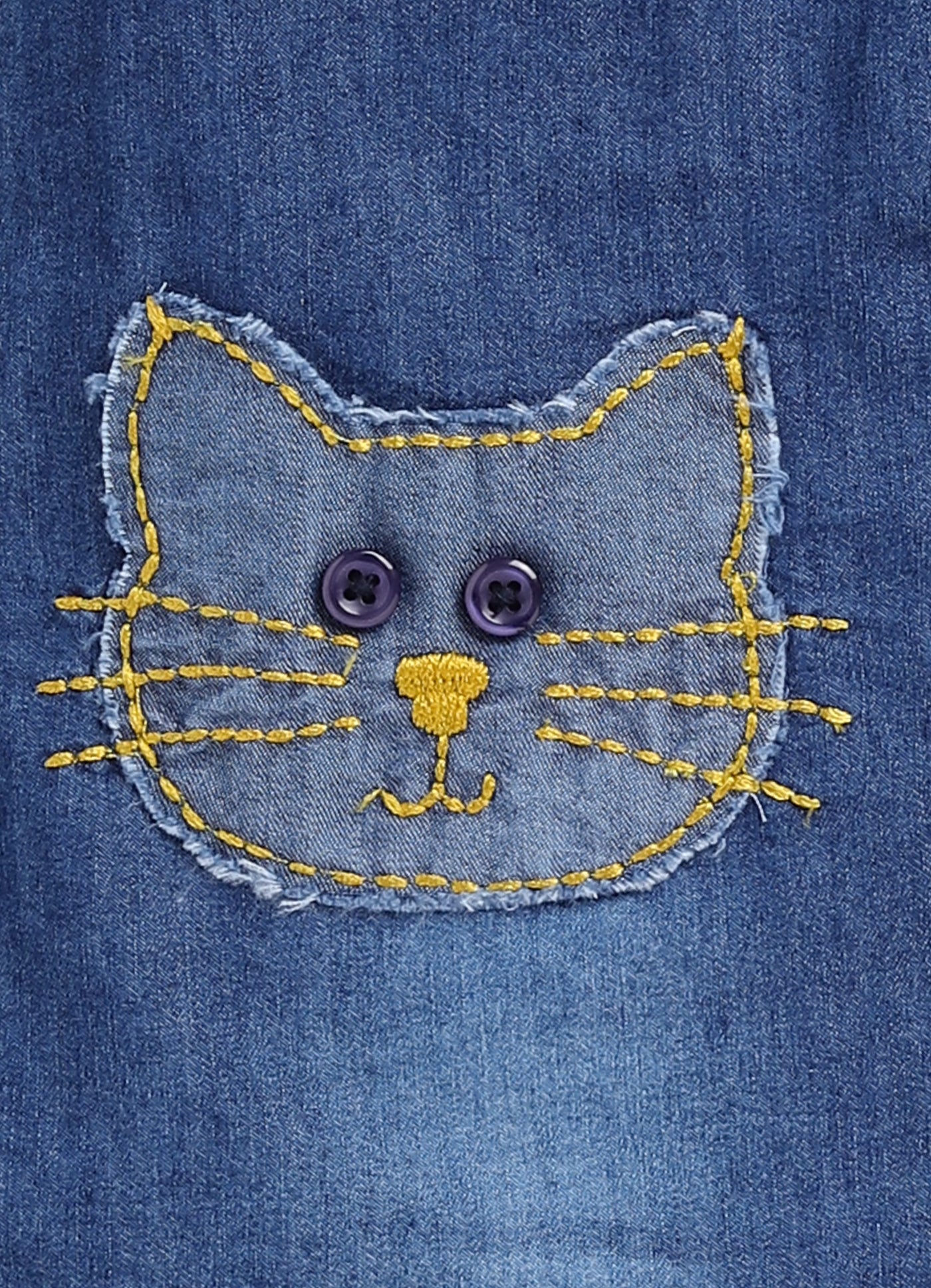 Girls denim dress cat