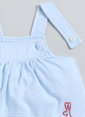 Girls dungaree dress bunny blue