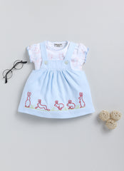 Girls dungaree dress bunny blue