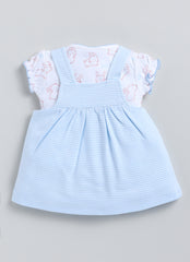 Girls dungaree dress bunny blue