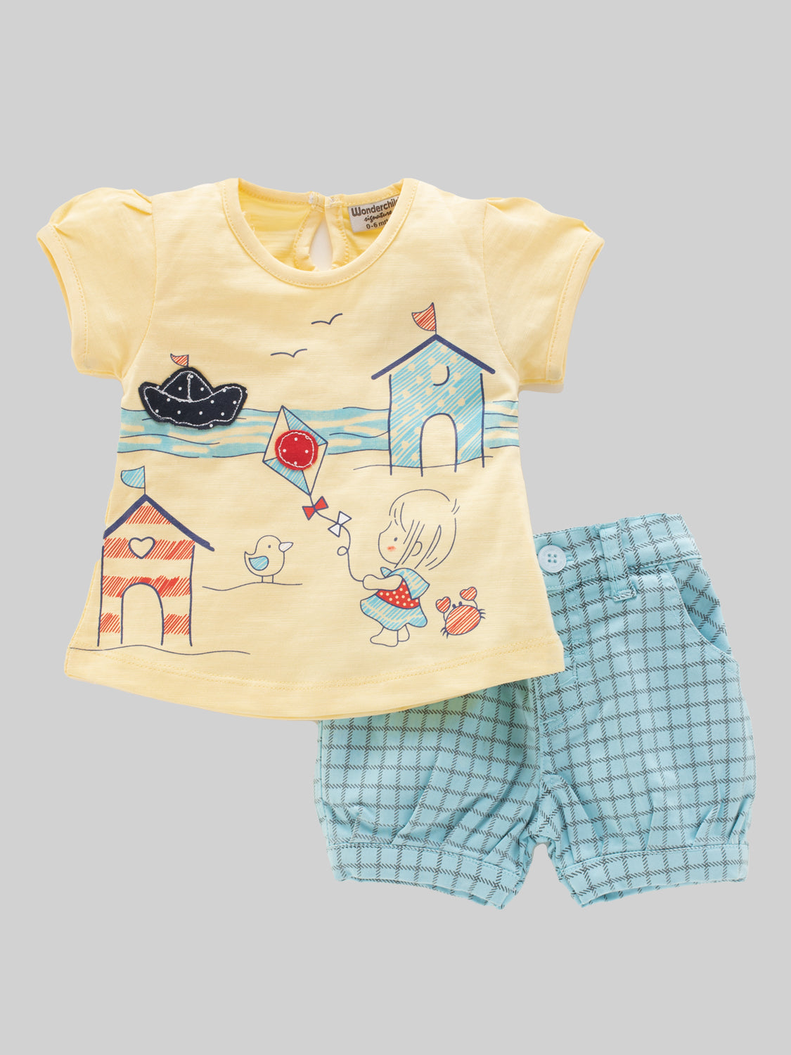 Girls Tshirt Shorts Set Yellow