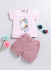 Girls T-shirt shorts set - pink