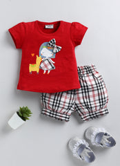 Girls T-shirt shorts set - red