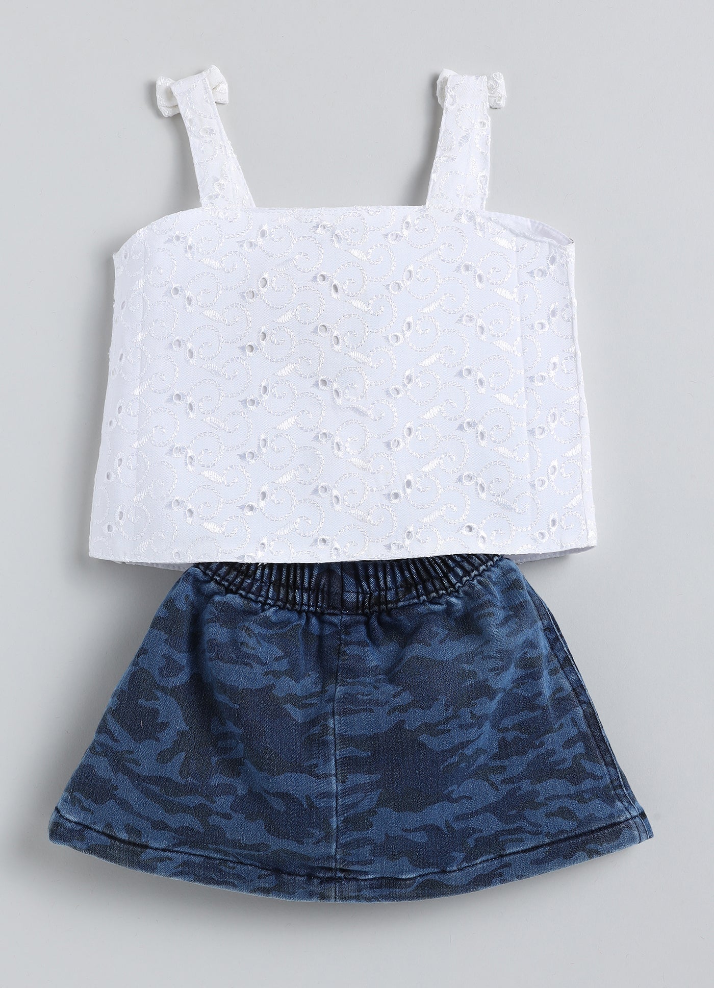 Girls T-shirt skirt set - white