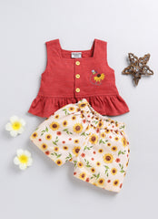 Girls T-shirt shorts set - sunflower