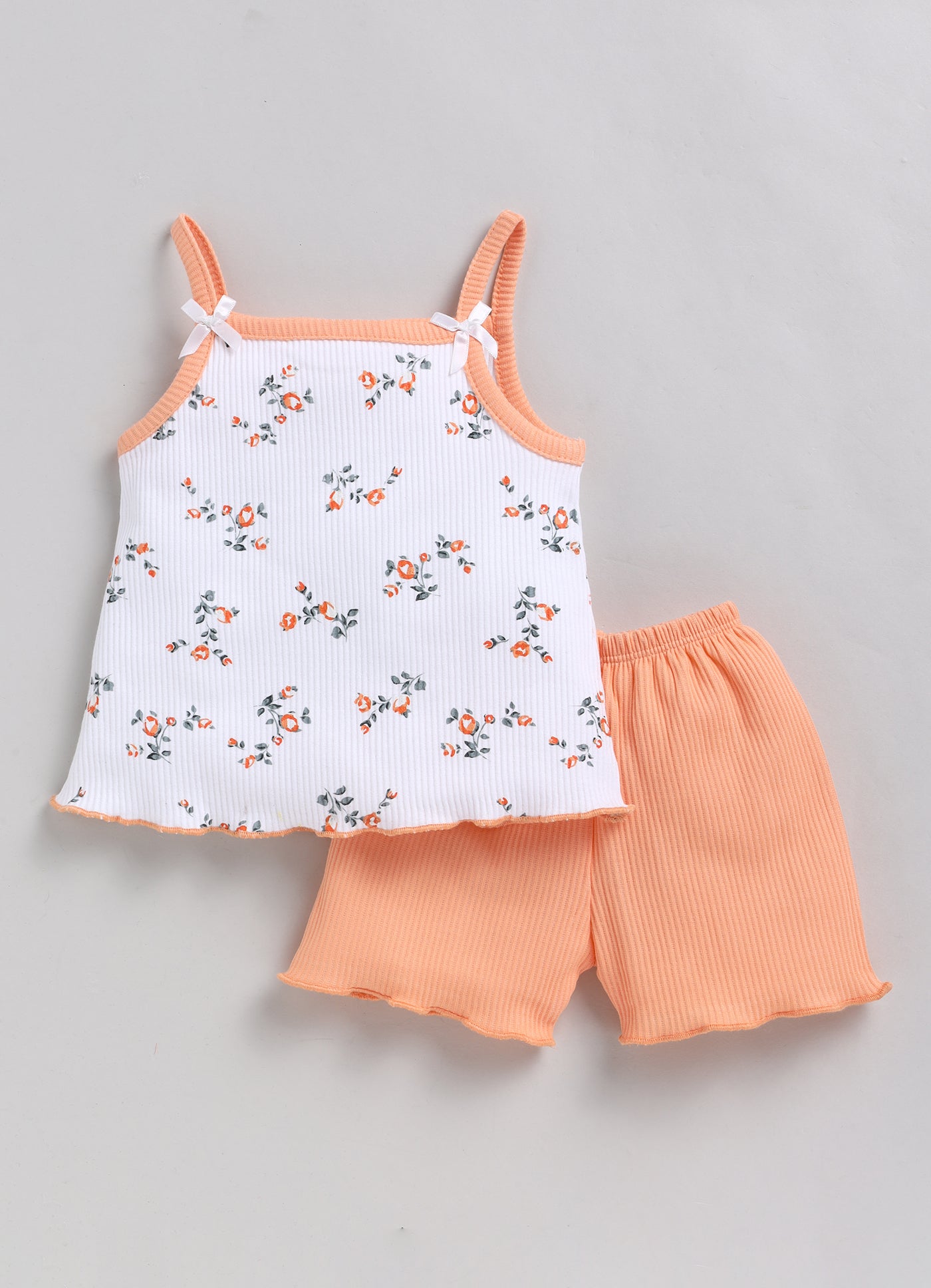 Girls SS top and shorts - peach - set of 2