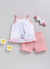 Girls SS top and shorts - pink - set of 2