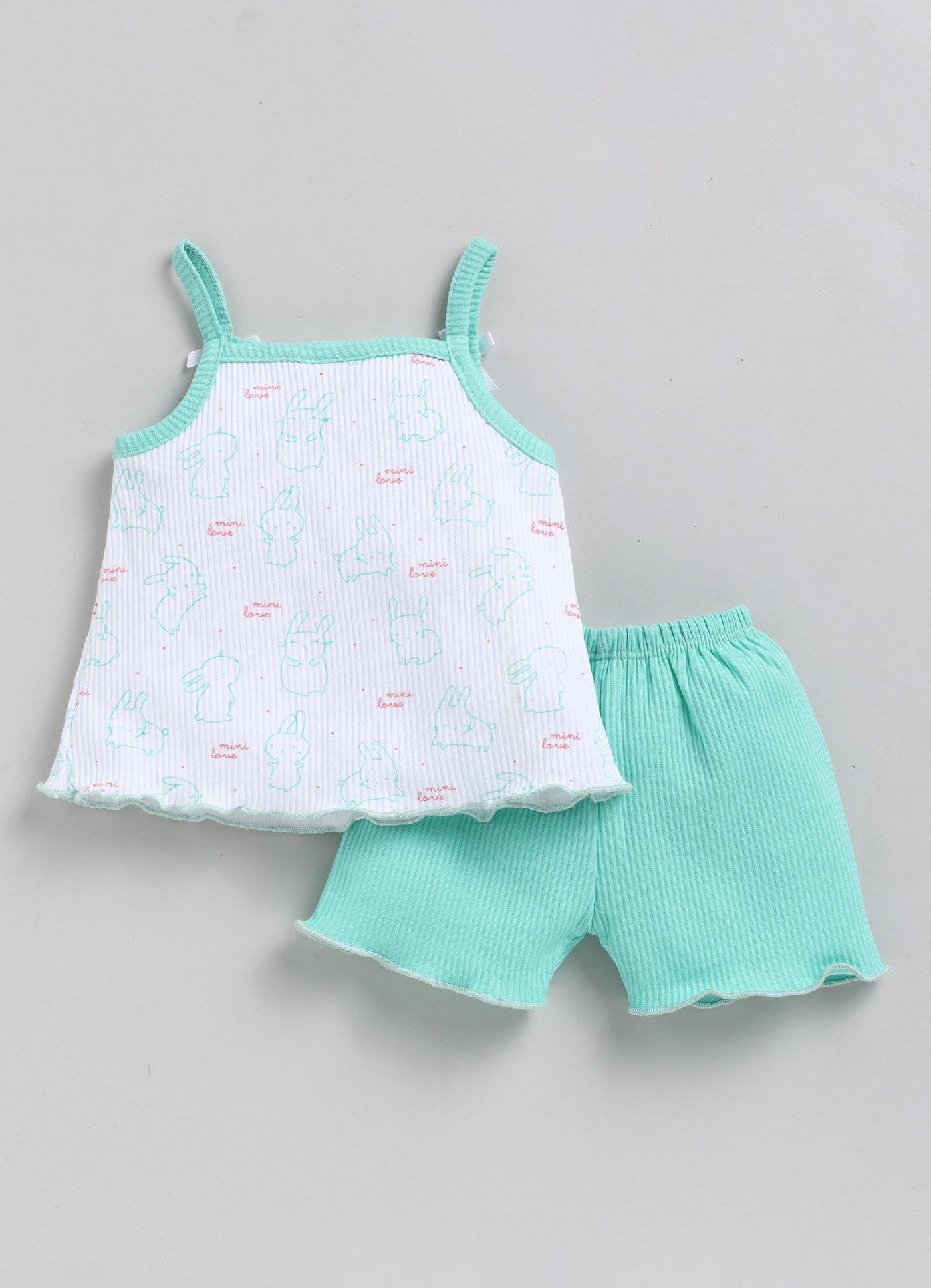 Girls SS top and shorts - mint - set of 2