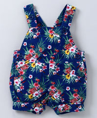 Girls Dungaree blue yellow flower print