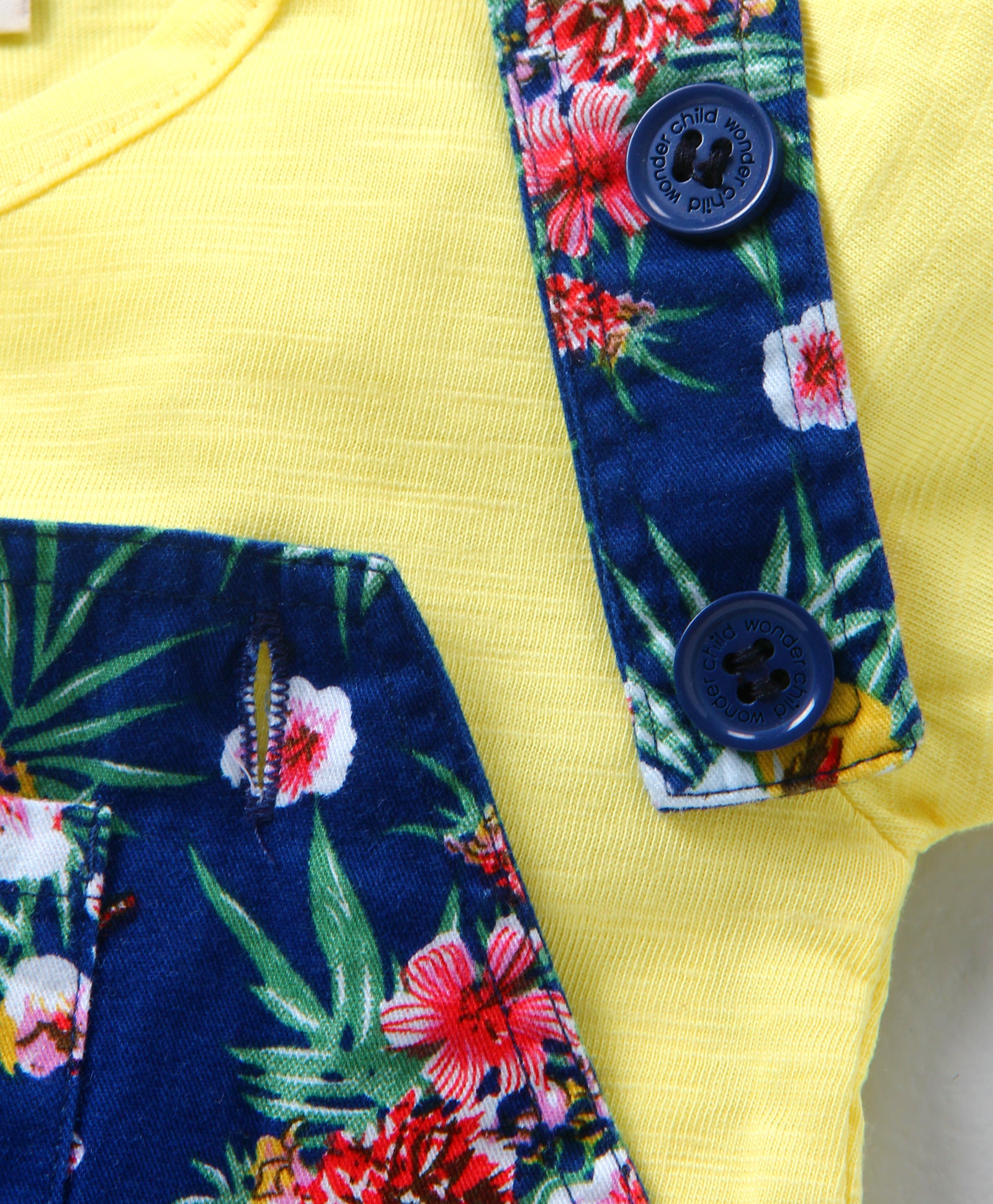 Girls Dungaree blue yellow flower print