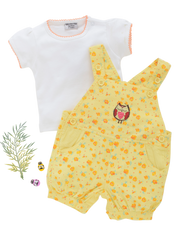 Girls Dungaree yellow owl