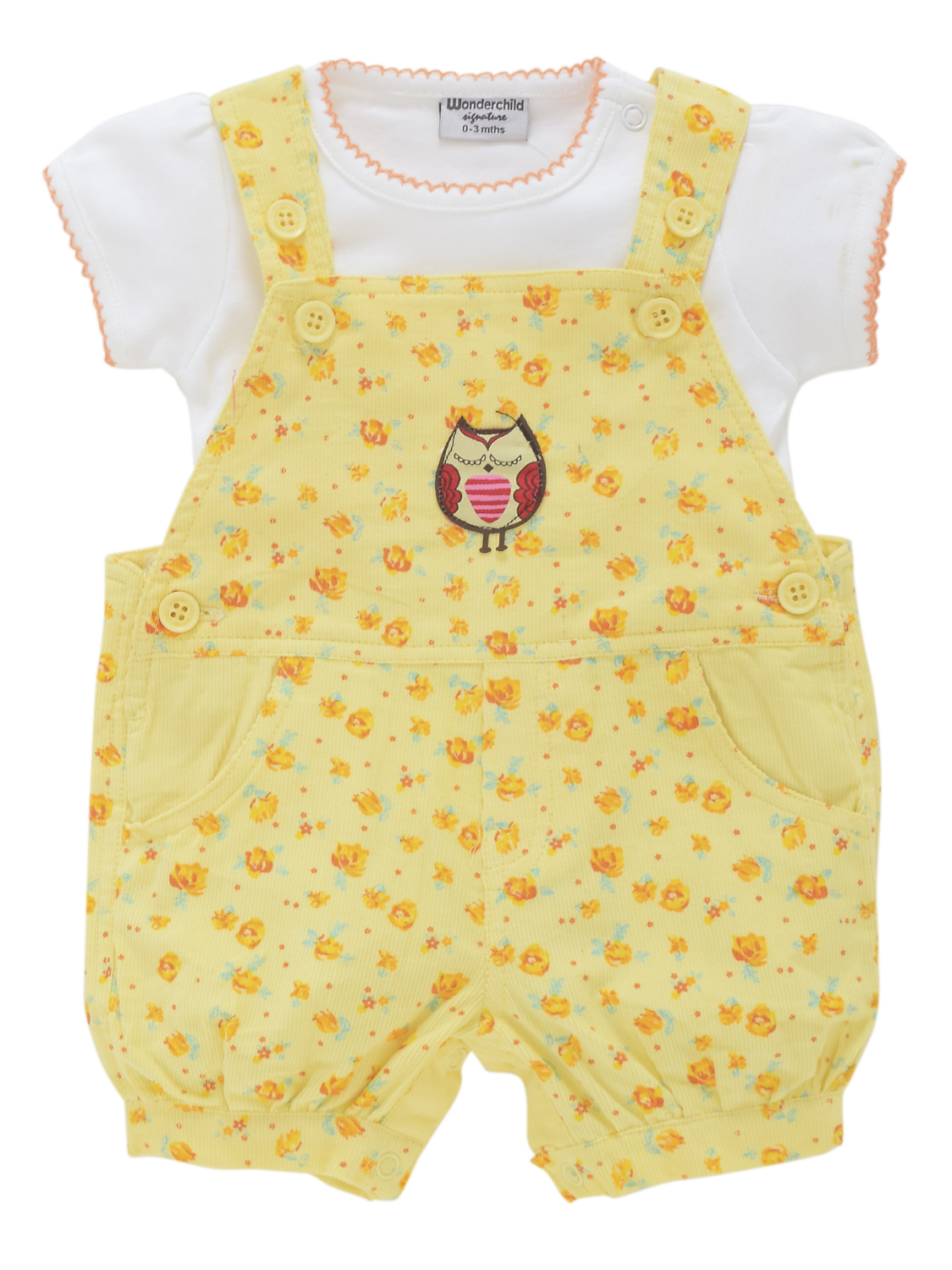 Girls Dungaree yellow owl