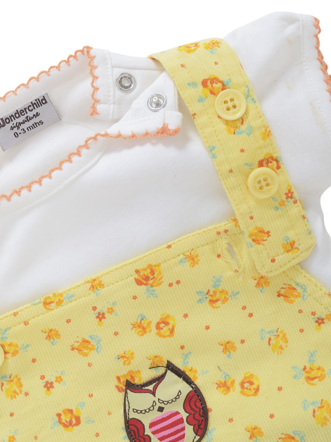 Girls Dungaree yellow owl