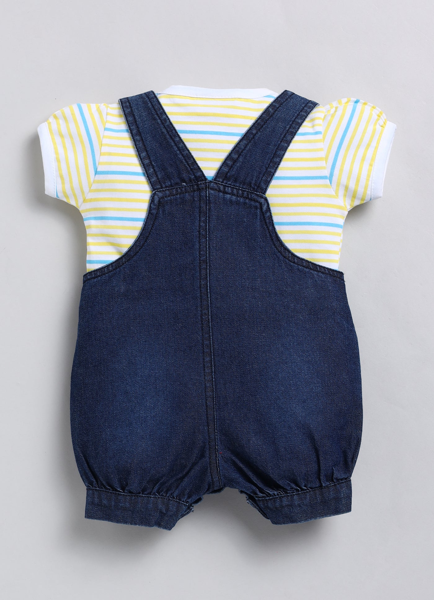 Girls Dungaree - denim - bunny face