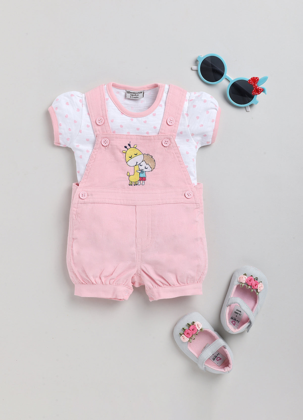 Girls dungaree - giraffe