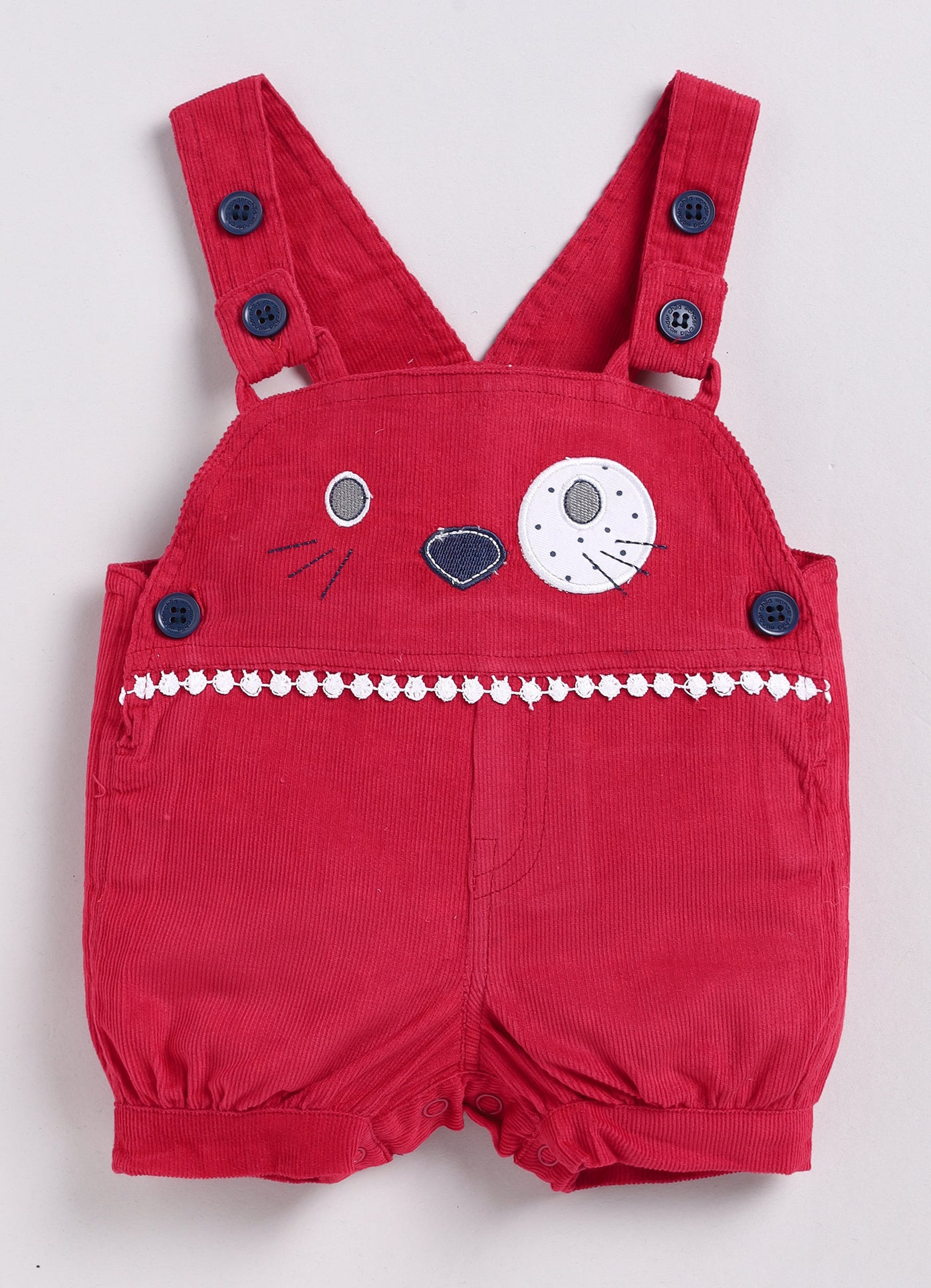 Girls Dungaree - red - kitty