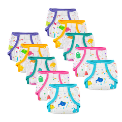 Welcro Cotton Nappies / Langot - Elephant Print - Pack of 10