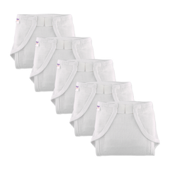 Welcro Cotton Nappies / Langot - White - Pack of 5