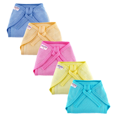 Tie up Cotton Nappies / Langot - Colour - Pack of 5