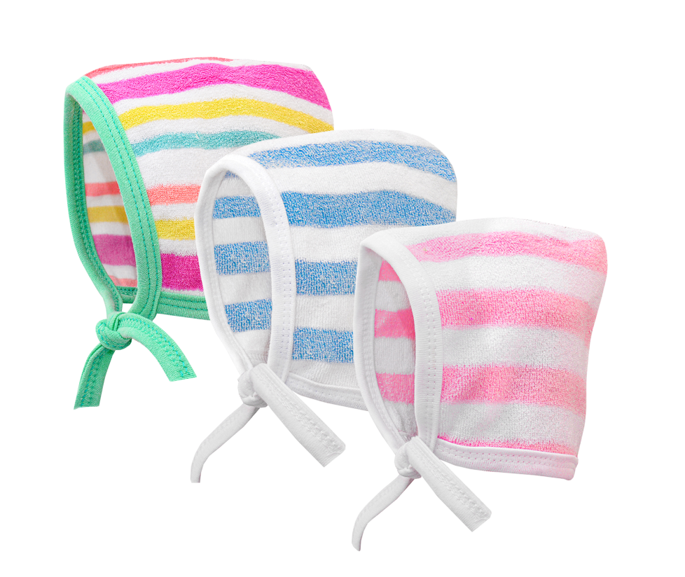 New Born Printed Cap Stripe - Pack of 3